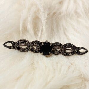 Marcasite Black Onyx Brooch